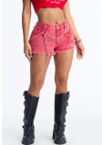 Women Studded Embroidered Five-Pointed Star Belt Casual Sexy Stretch Denim Shorts