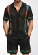 Summer Men's Hollow-Out Knitted Polo Cardigan and Shorts Set