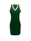 Women Casual Elegant Striped Patchwork V-Neck Dress