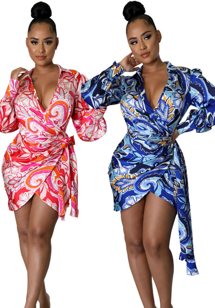 Printed V-Neck Dress for Evening & Party Wear