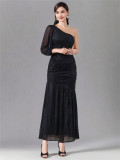 Women Spring/Summer Slit Elegant Long-sleeved Dress