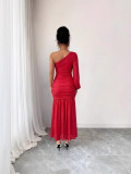 Women Spring/Summer Slit Elegant Long-sleeved Dress
