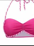 Women Rose Pink Bikini Sexy Backless Maxi Skirt Three-Piece