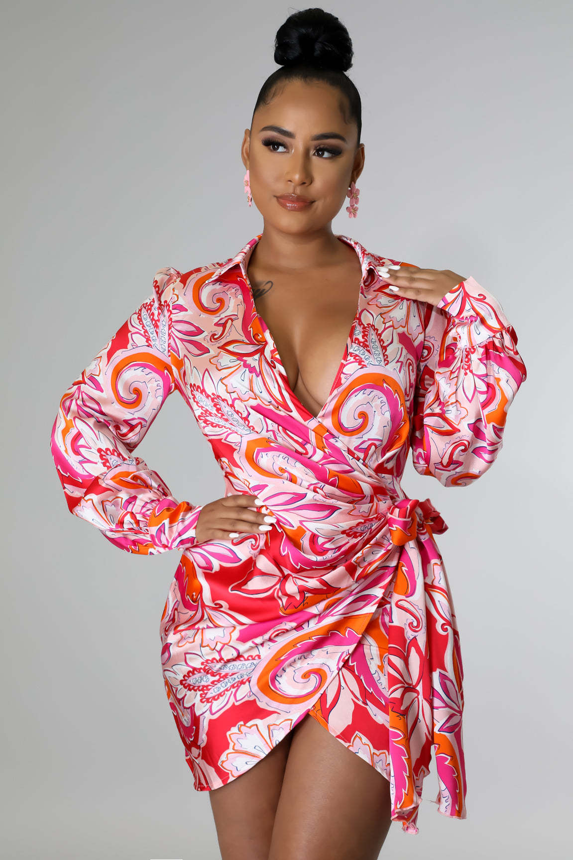 Printed V-Neck Dress for Evening & Party Wear