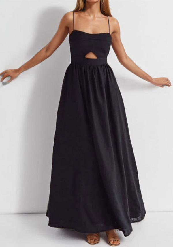 Spring Women's Strap High Waist A-line Dress