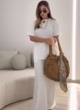 Women Summer Short-sleeved Top and Wide-leg Pants Casual Two-Piece Set