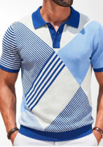 Summer Men's Colorblock Jacquard Knitted Polo Shirt Summer Men's Colorblock Jacquard Knitted Polo Shirt