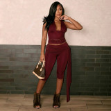 Women's Sexy Lace Halter Neck Sleeveless Top & Capri Pants Set
