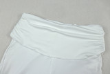 Spring Summer Women's Low Back Draped Top & Wide Leg Pants Set