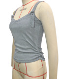 Summer Women's Y2K Sexy Grey V-Neck Adjustable Strap Cami Top