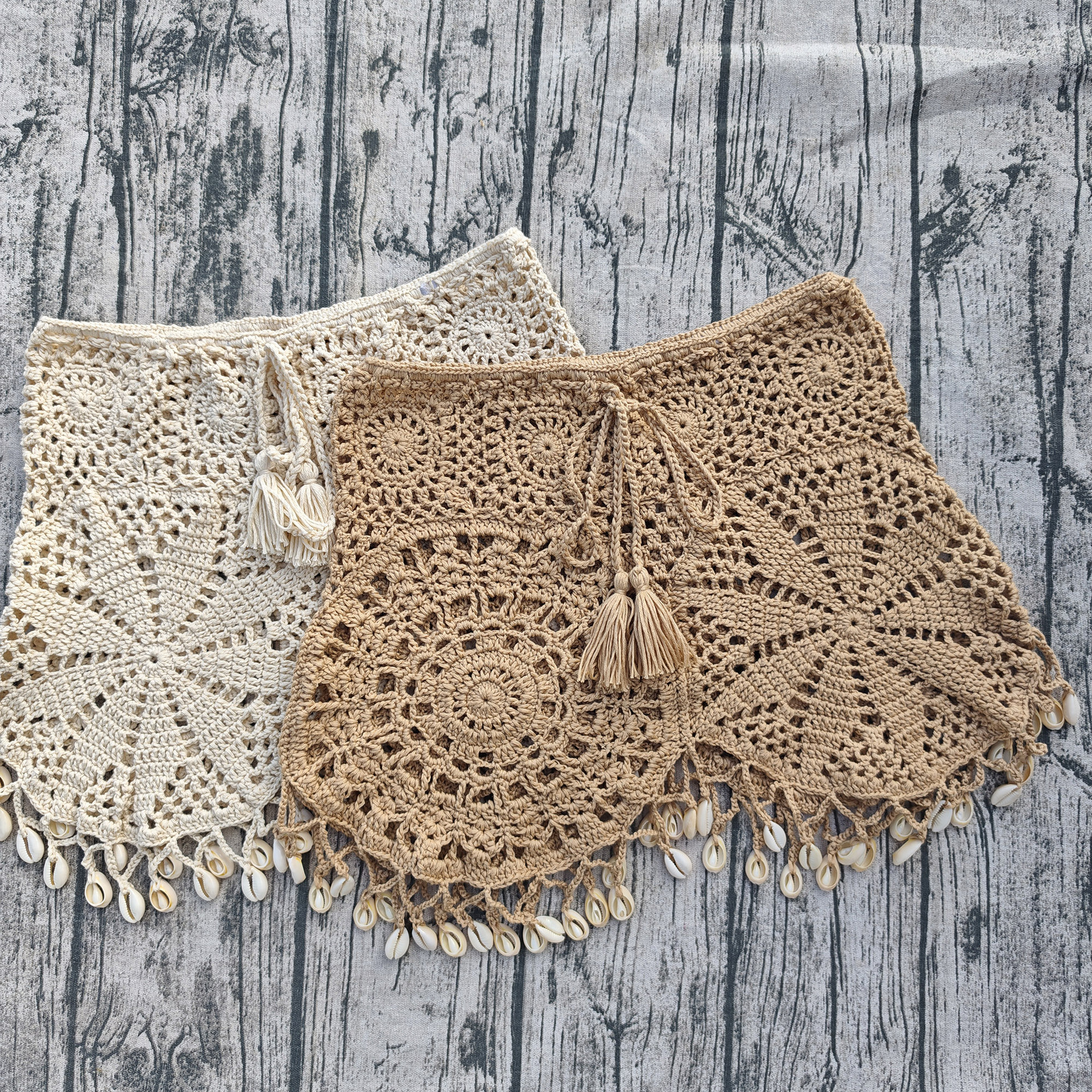 Women's Crochet Tie-Up Shell Skirt