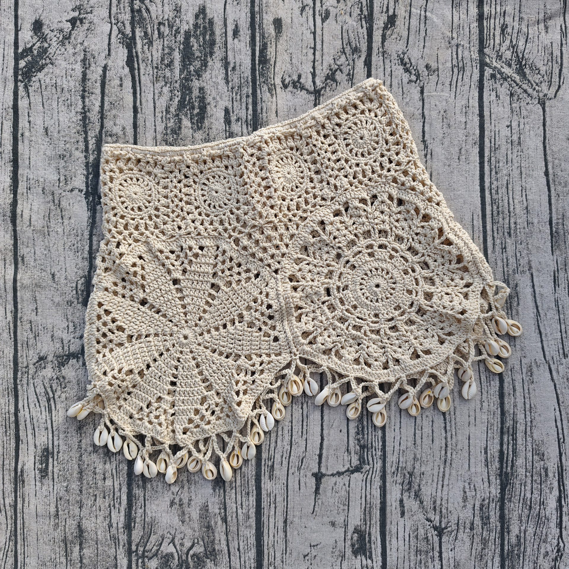 Women's Crochet Tie-Up Shell Skirt