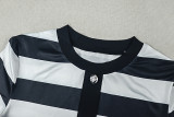 Women's Striped Print Button Short Sleeve Slim Fit Bodycon Dress