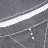 Women's Ribbed Button Tank Top & Shorts Casual Sport Set