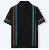 Summer Men's Hollow-Out Knitted Polo Cardigan and Shorts Set
