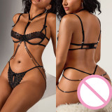 Women's Lace-Up Sheer Sexy Bodysuit Lingerie