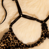 Women's Leopard Lace Bra & Panty Lingerie Set