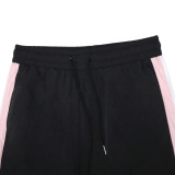 Spring Summer Women's Pink Patchwork Sports Jacket & Stripe Pants Set