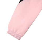Spring Summer Women's Pink Patchwork Sports Jacket & Stripe Pants Set