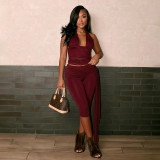 Women's Sexy Lace Halter Neck Sleeveless Top & Capri Pants Set