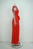 Spring Women's Chic Slash Shoulder Tie Waist Wide Leg Jumpsuit
