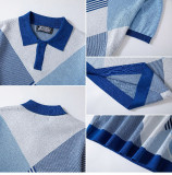 Summer Men's Colorblock Jacquard Knitted Polo Shirt