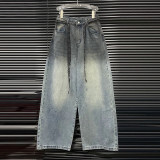 Spring Women's Denim Patchwork Lace-Up Top Skirt Pants Three-Piece Set