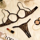 Women's Leopard Lace Bra & Panty Lingerie Set