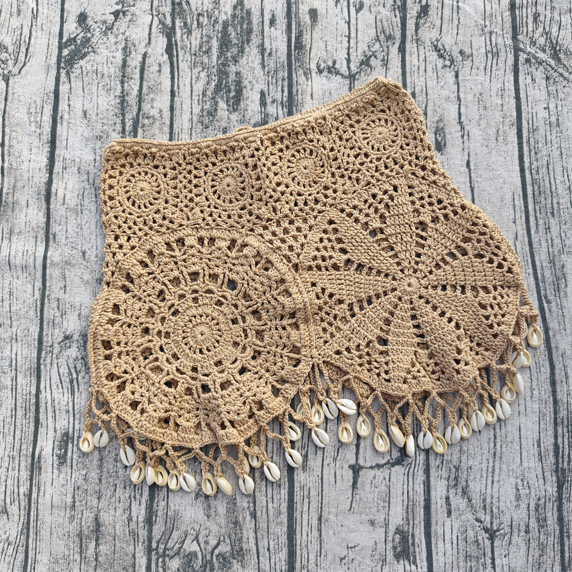Women's Crochet Tie-Up Shell Skirt