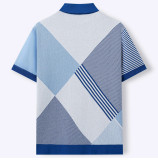 Summer Men's Colorblock Jacquard Knitted Polo Shirt