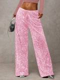 Women Casual Sequin Drawstring Waist Loose Pants Party Trousers