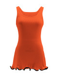 Women Colorblock Sleeveless Square Neck Slim Waist A-Line Mini Dress Trendy Outfit