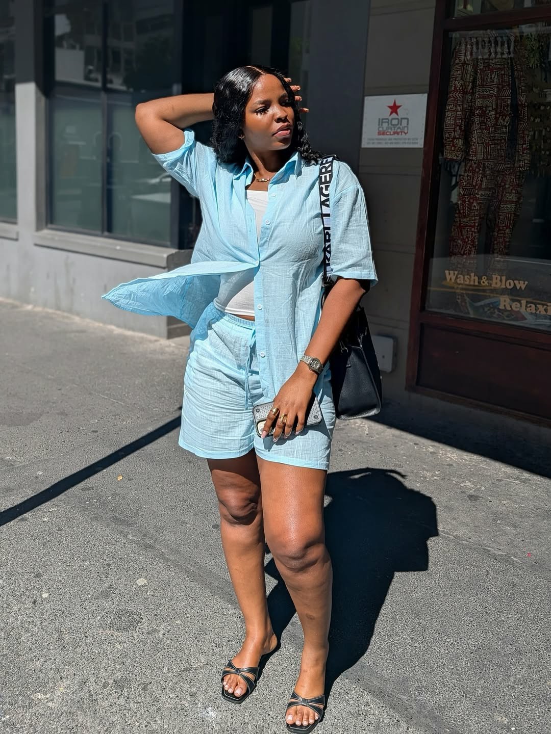 African Women Casual Turndown Collar Shirt and Shorts Two-Piece Set