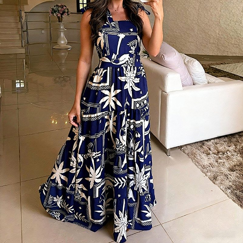 Women Holidays Printed Camisole Maxi Dress