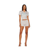 Women Sexy Animal Print Short Sleeve Top & Shorts Two Piece Set Summer Outfit