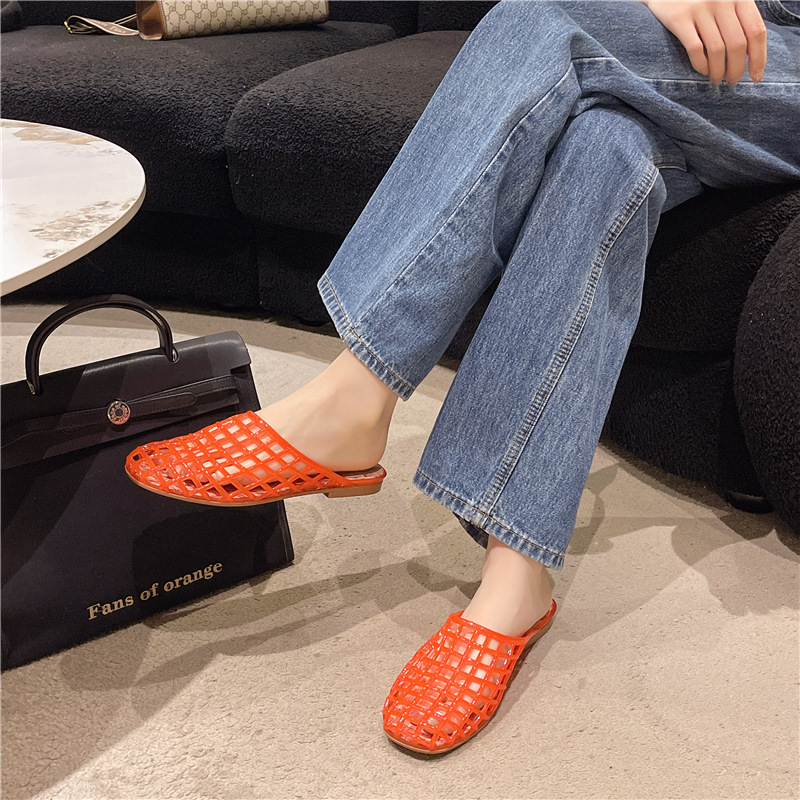 Women Spring & Autumn Closed-Toe Flat Hollow-Out Sandals