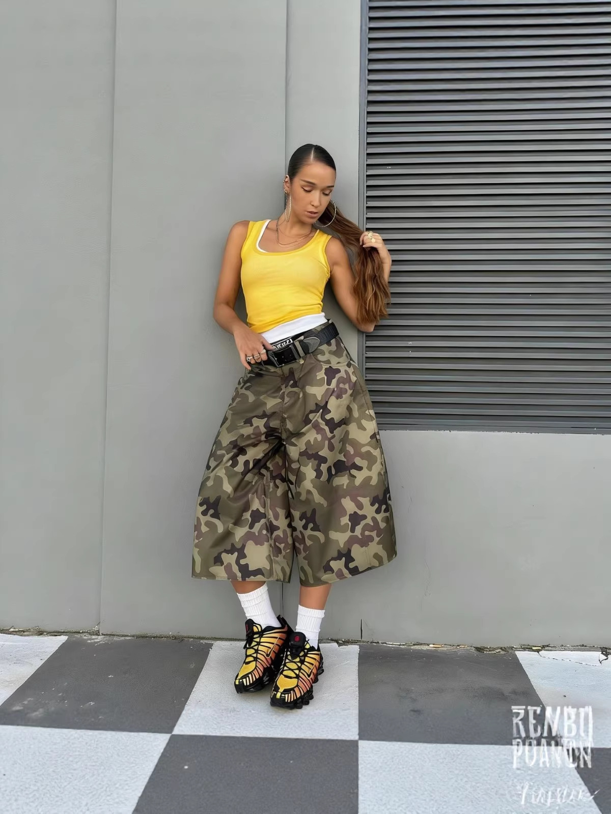 Camouflage Cargo Wide Leg Pants for Casual Streetwear