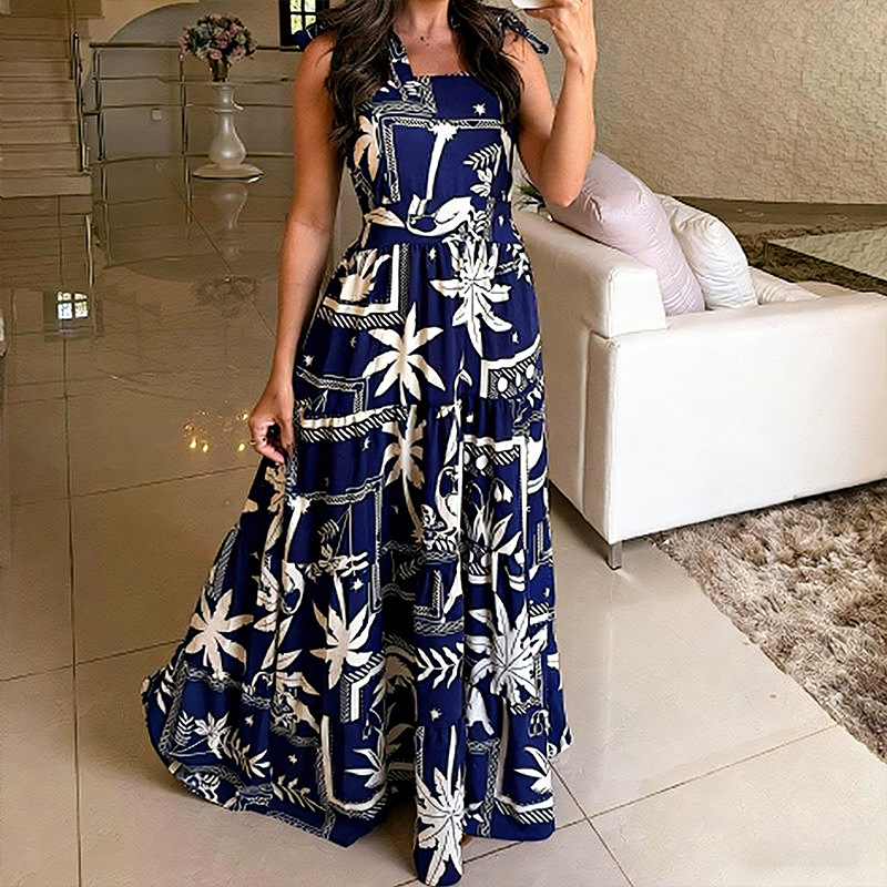 Women Holidays Printed Camisole Maxi Dress