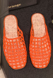 Women Spring & Autumn Closed-Toe Flat Hollow-Out Sandals