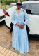 Plus Size Women African Casual Turndown Collar Button-Down Shirt and Skirt Two-Piece Set