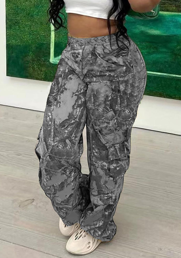 Women Camouflage Casual Zipper Pocket Pants