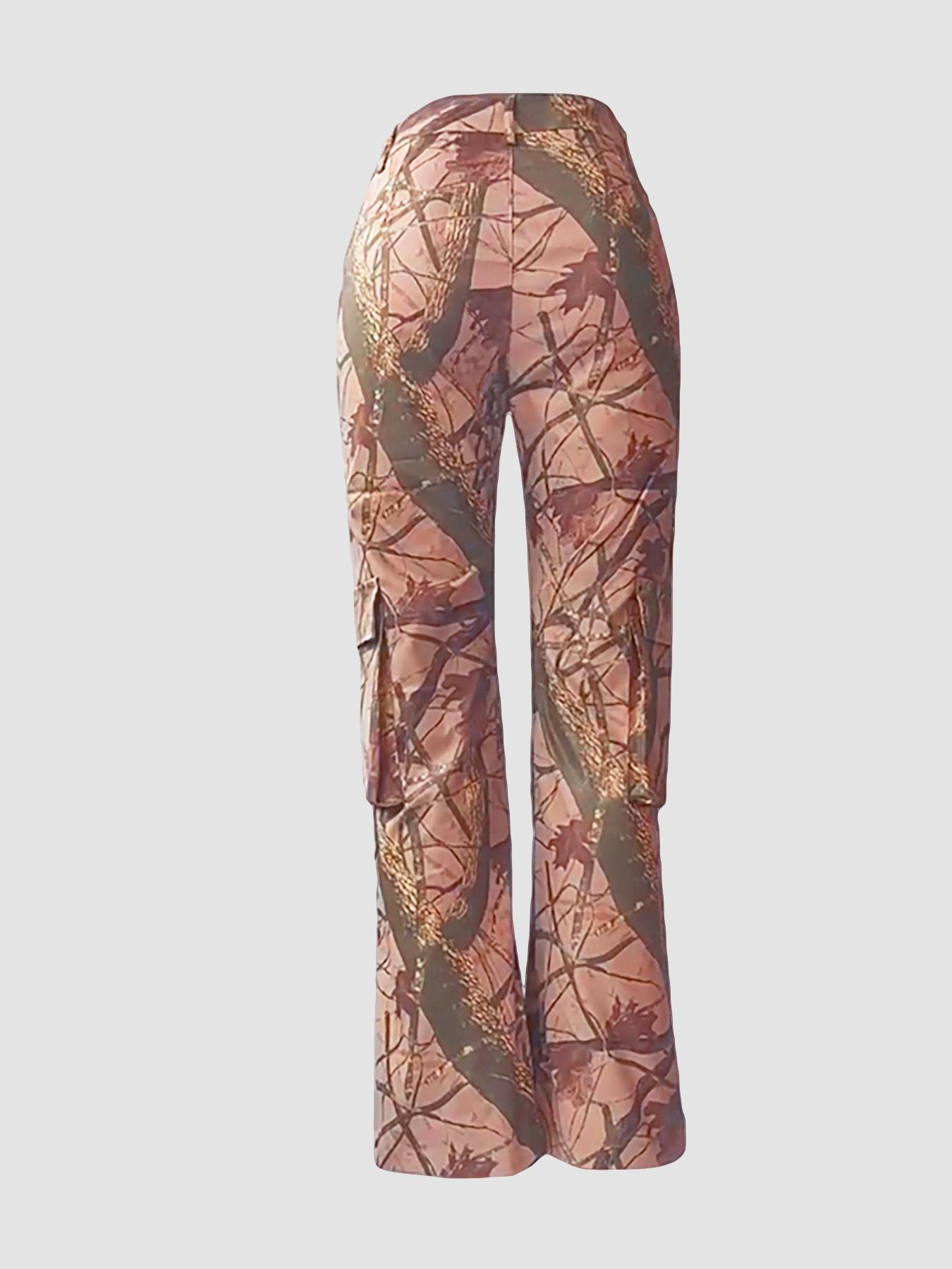 Women Camouflage Casual Zipper Pocket Pants