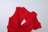 Women Summer Hollow-Out Irregular Slit Dress