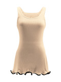 Women Colorblock Sleeveless Square Neck Slim Waist A-Line Mini Dress Trendy Outfit