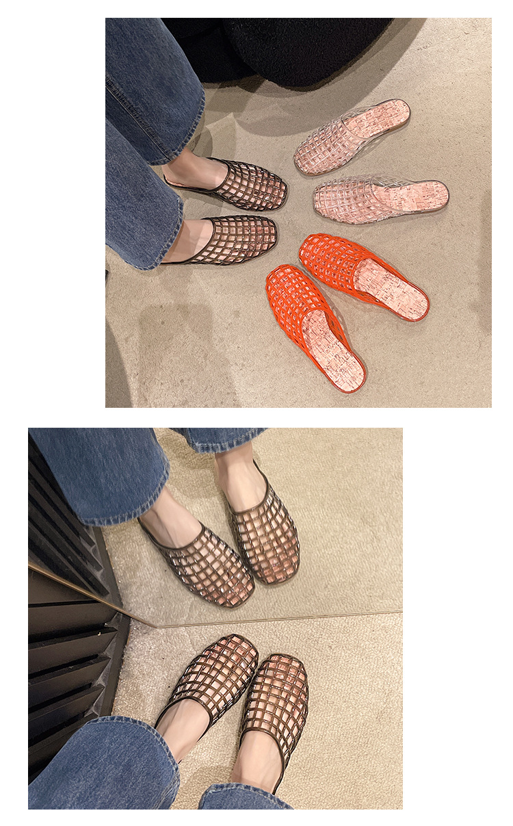 Women Spring & Autumn Closed-Toe Flat Hollow-Out Sandals