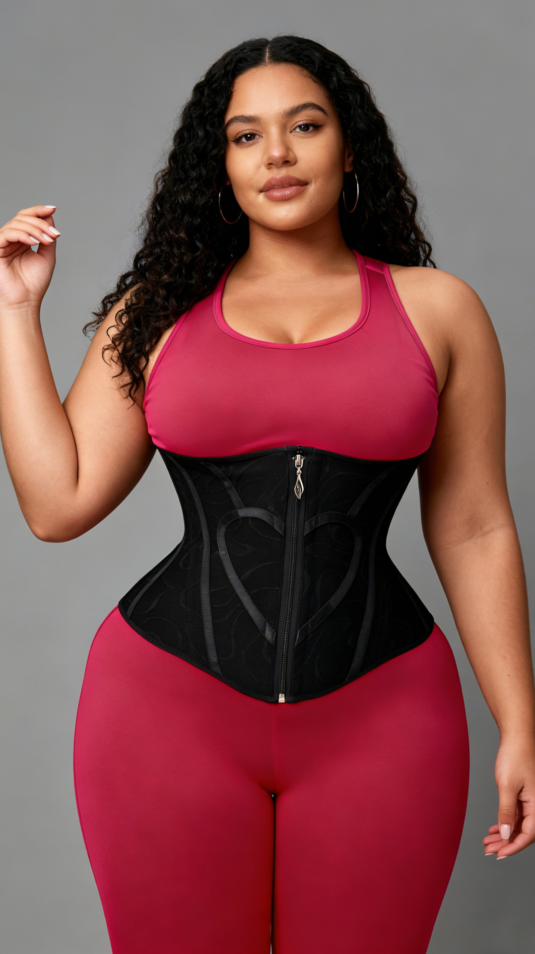 Women Heart Print Fitted Mesh Waist-Shaping Double-Layer Compression Waist-Supporting Belt Shaper