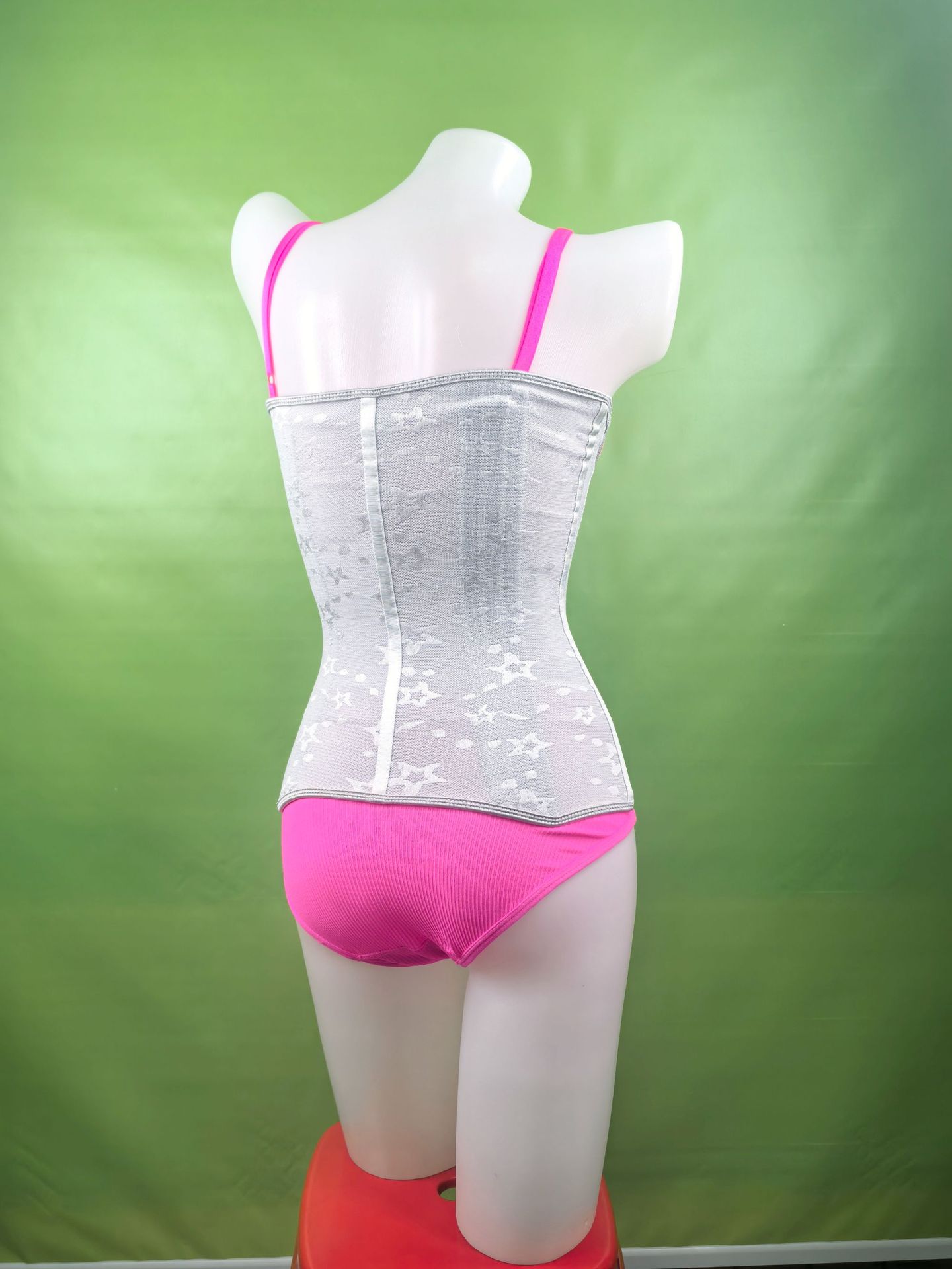 Women Heart Print Fitted Mesh Waist-Shaping Double-Layer Compression Waist-Supporting Belt Shaper