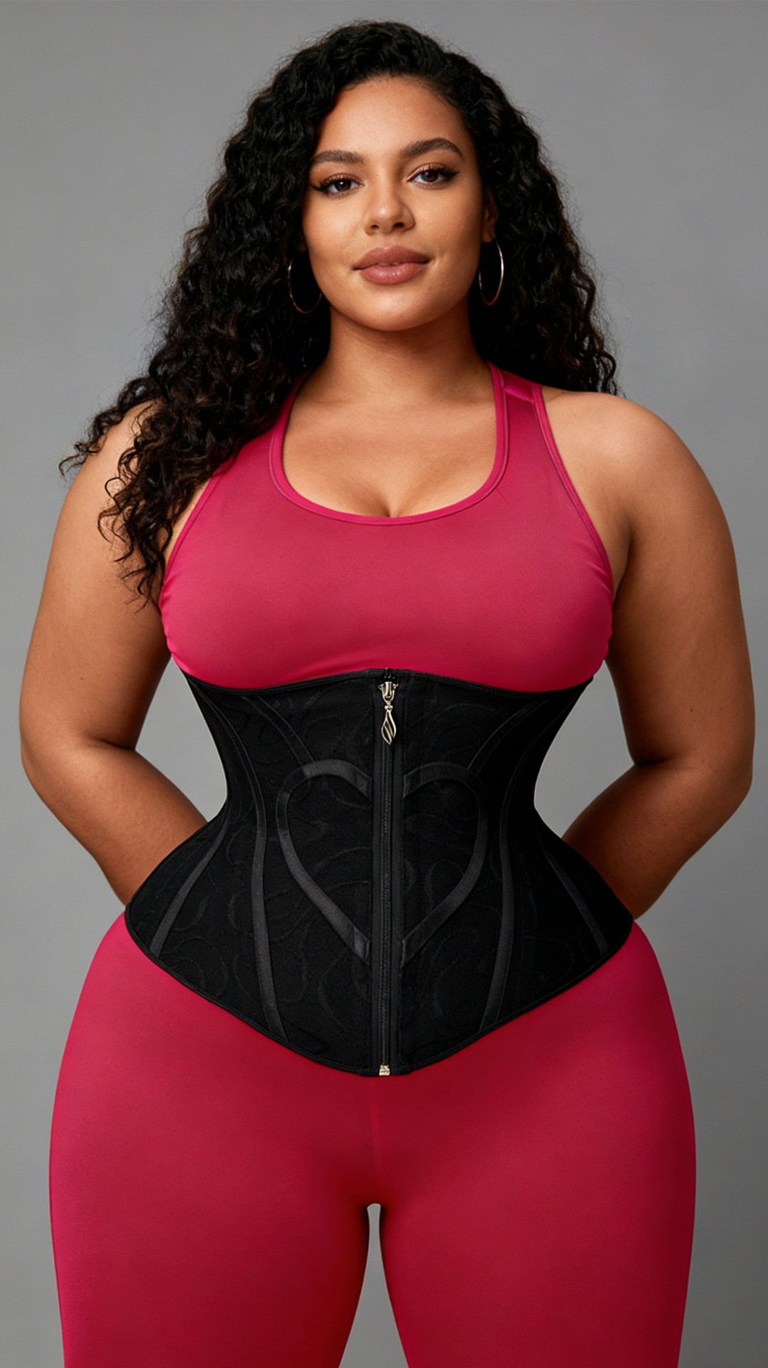 Women Heart Print Fitted Mesh Waist-Shaping Double-Layer Compression Waist-Supporting Belt Shaper