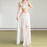 Women Spring/Summer Sexy Mesh See-Through Sleeveless Vest and Skirt Two-Piece Set