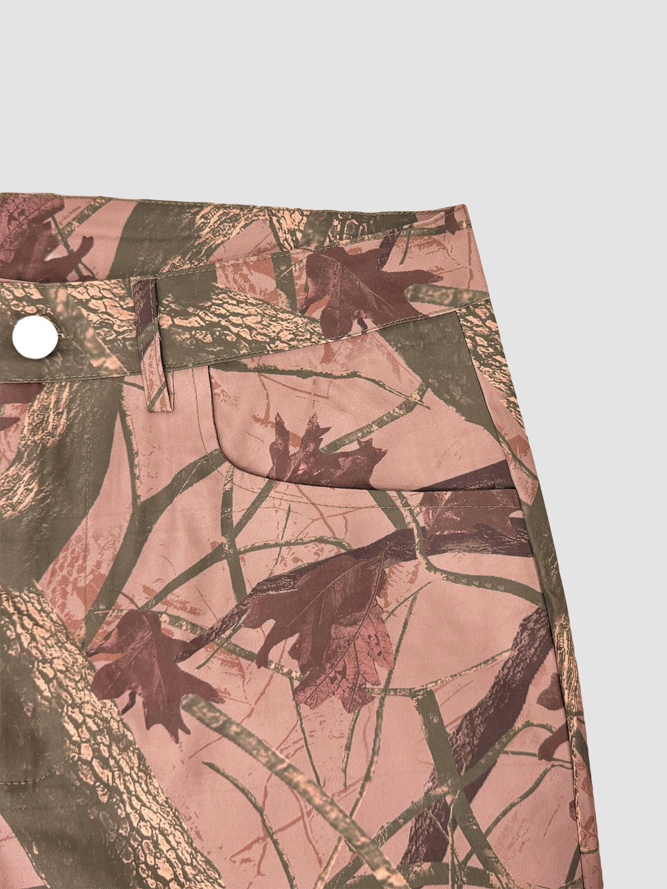 Women Camouflage Casual Zipper Pocket Pants
